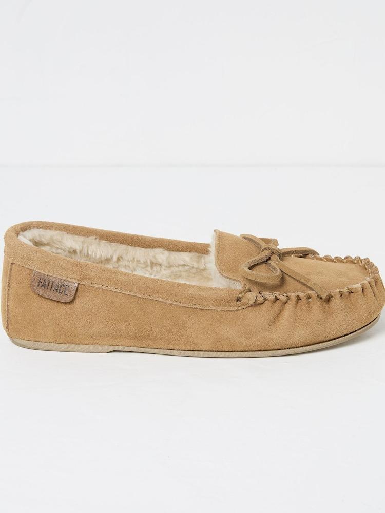 Fat Face Cara Brown Suede Moccasin Slippers