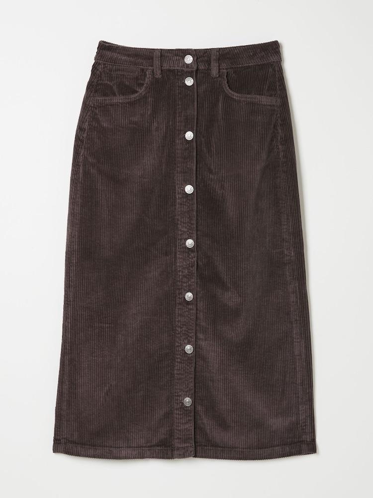 fat face Carla Dark Brown Cord Midi Skirt