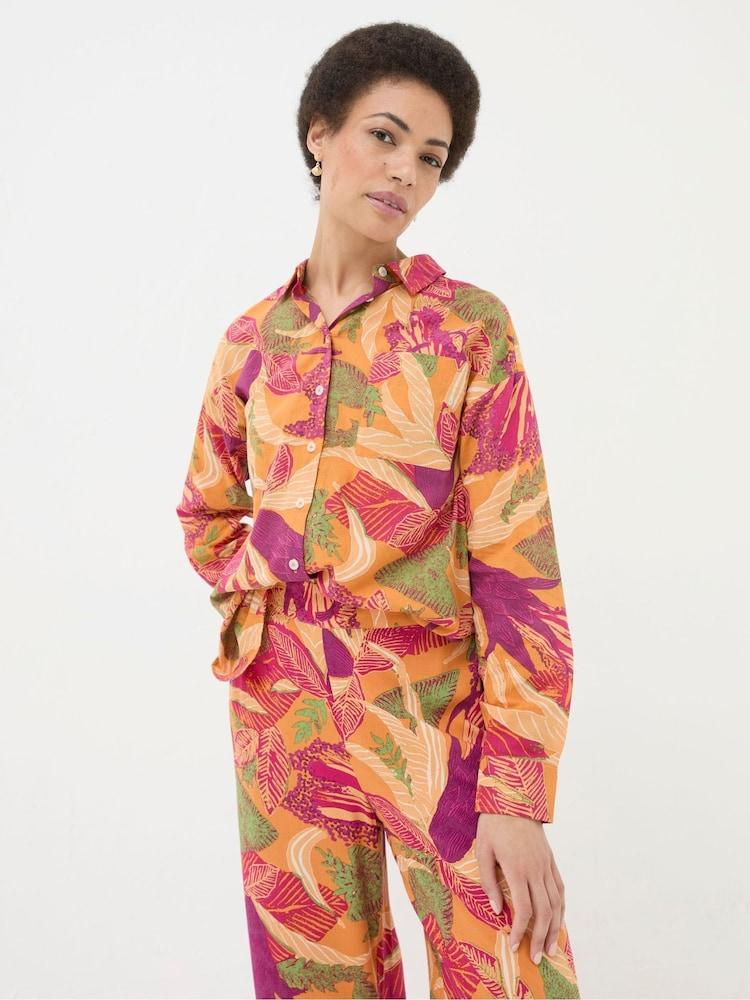 Fat Face Carolin Orange Tropical Floral Shirt