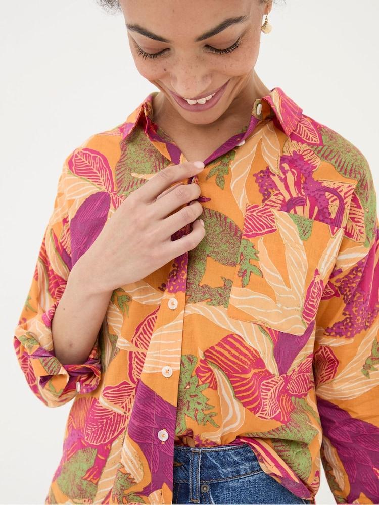 fat face Carolin Orange Tropical Floral Shirt