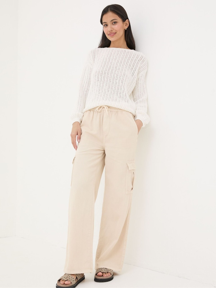 Fat Face Carter Natural Cargo Wide Leg Jeans