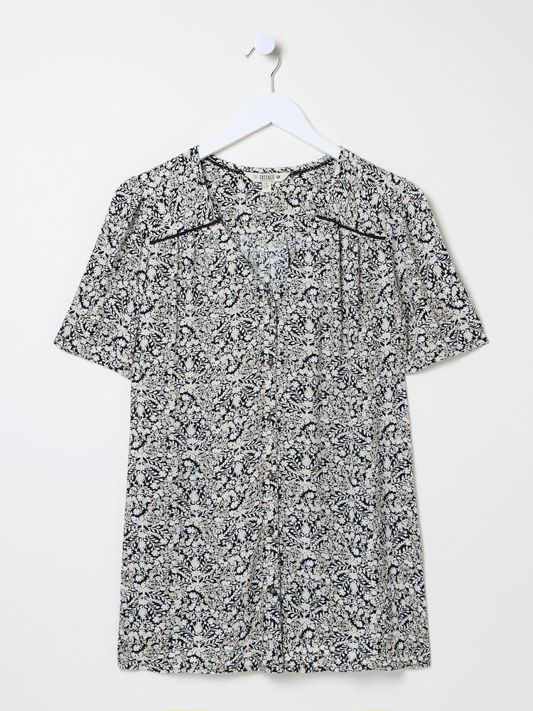 fat face Cassidy Black Inlay Floral Tunic
