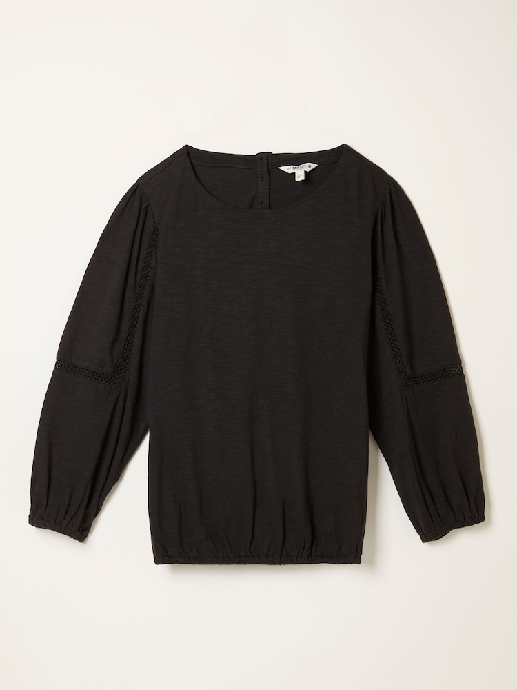 fat face Cassie Black Broderie Top