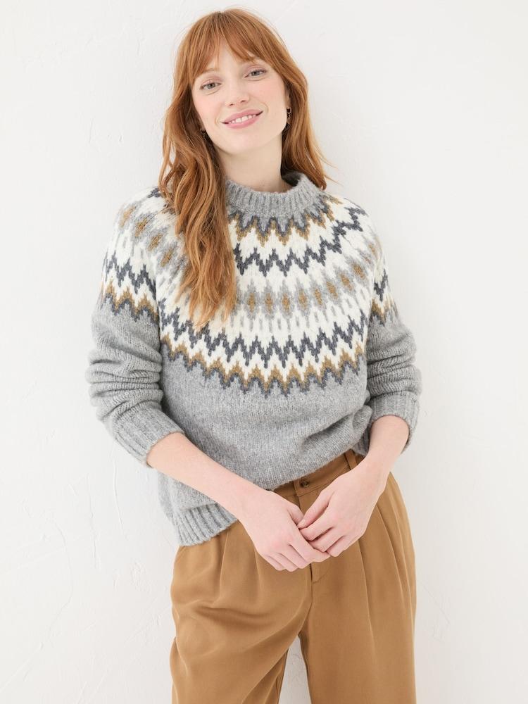 Fat Face Cassie Grey Grey Fair Isle Jumper