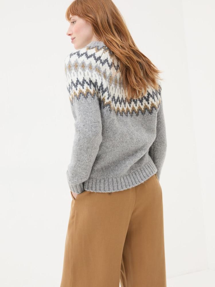 Fat Face Cassie Grey Grey Fair Isle Jumper