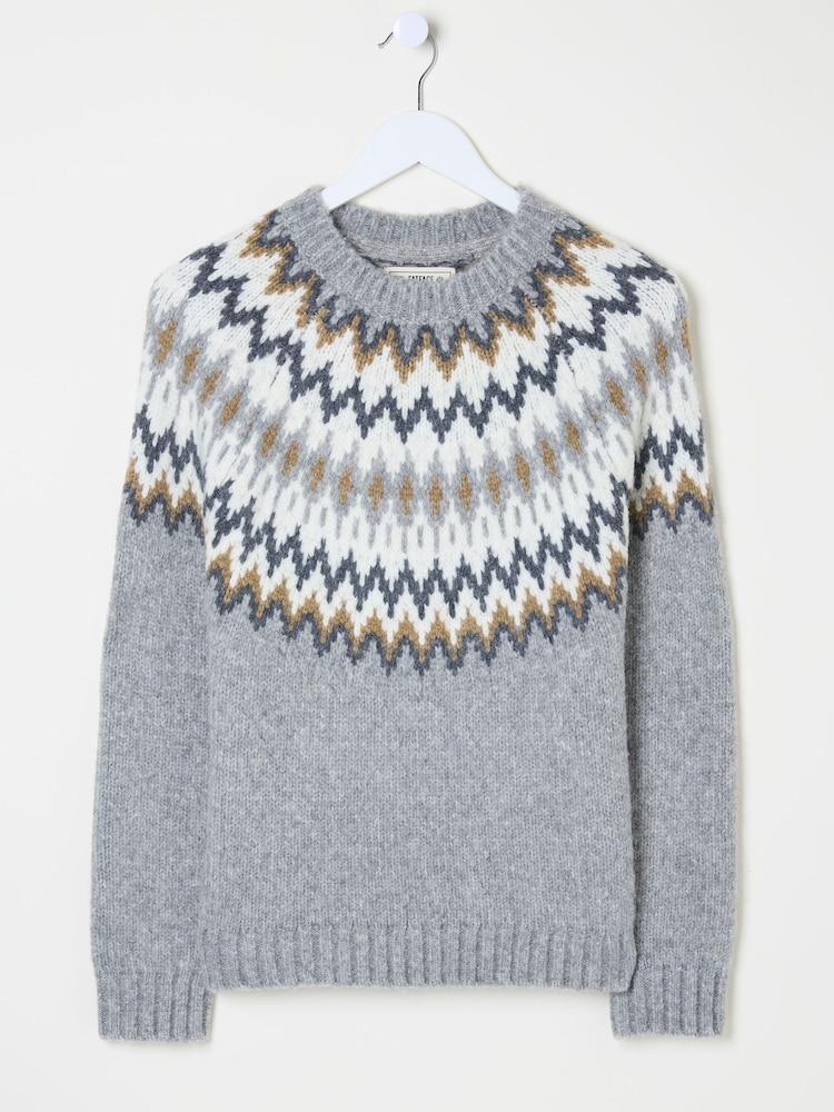 fat face Cassie Grey Grey Fair Isle Jumper