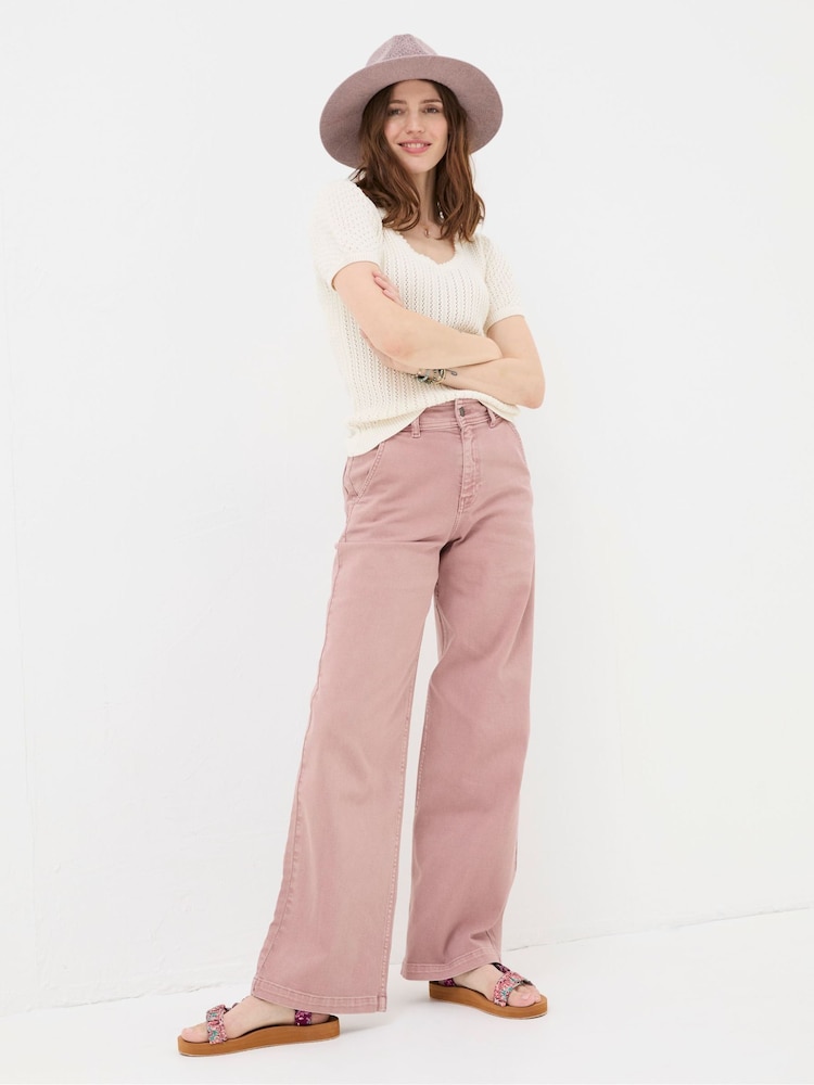 Fat Face Cassie Pink Wide Leg Jeans