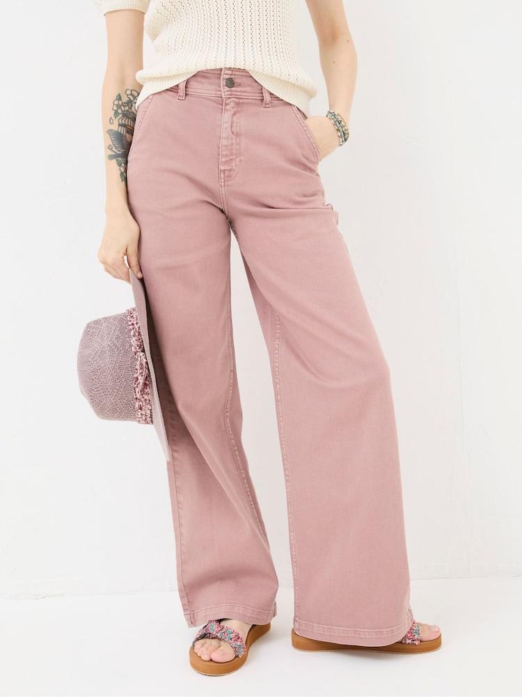 Fat Face Cassie Pink Wide Leg Jeans