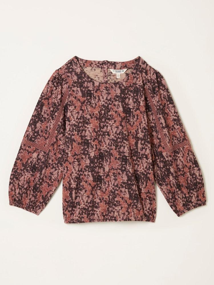 fat face Cassie Purple Vintage Floral Broderie Top