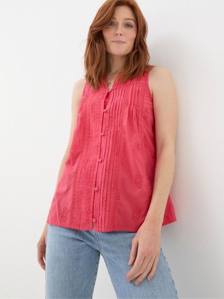 Fat Face Cassie Red Embroidered Cami Vest