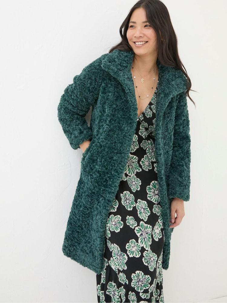 Fat Face Catie Green Teddy Coat