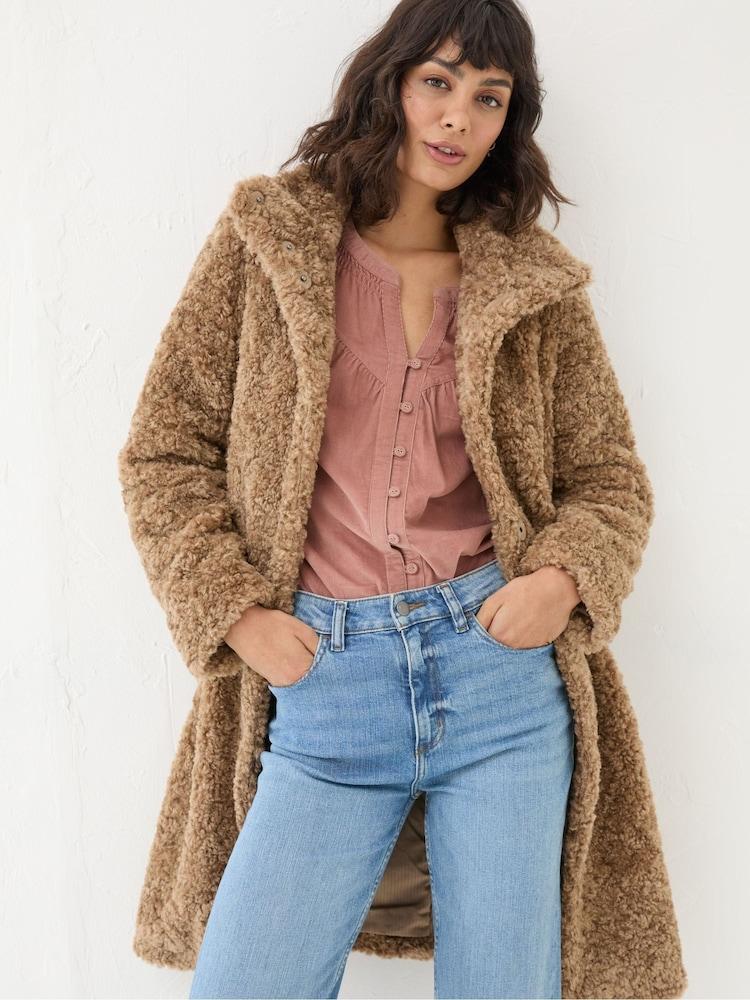Fat Face Catie Natural Teddy Coat