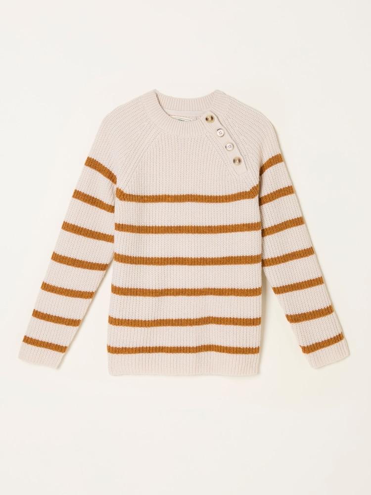 fat face Chalk White Breton Stripe Knitted Jumper