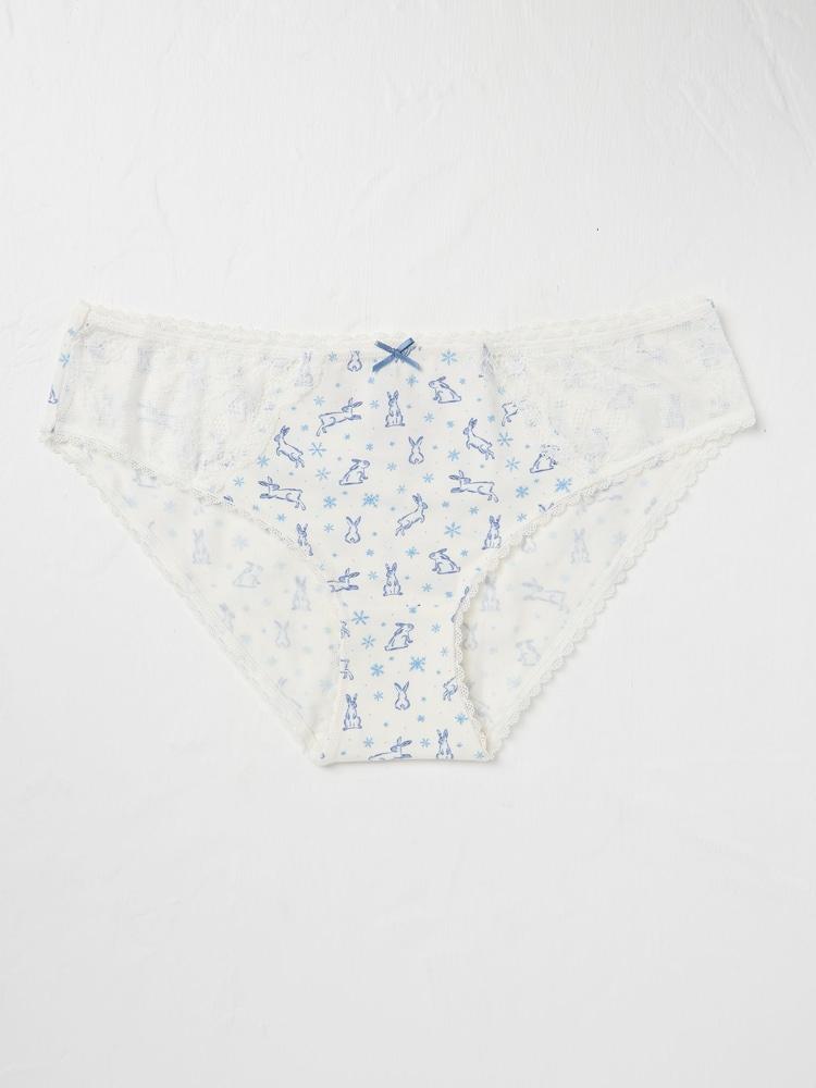 Fat Face Chalk White Winter Bunny Mini Knickers