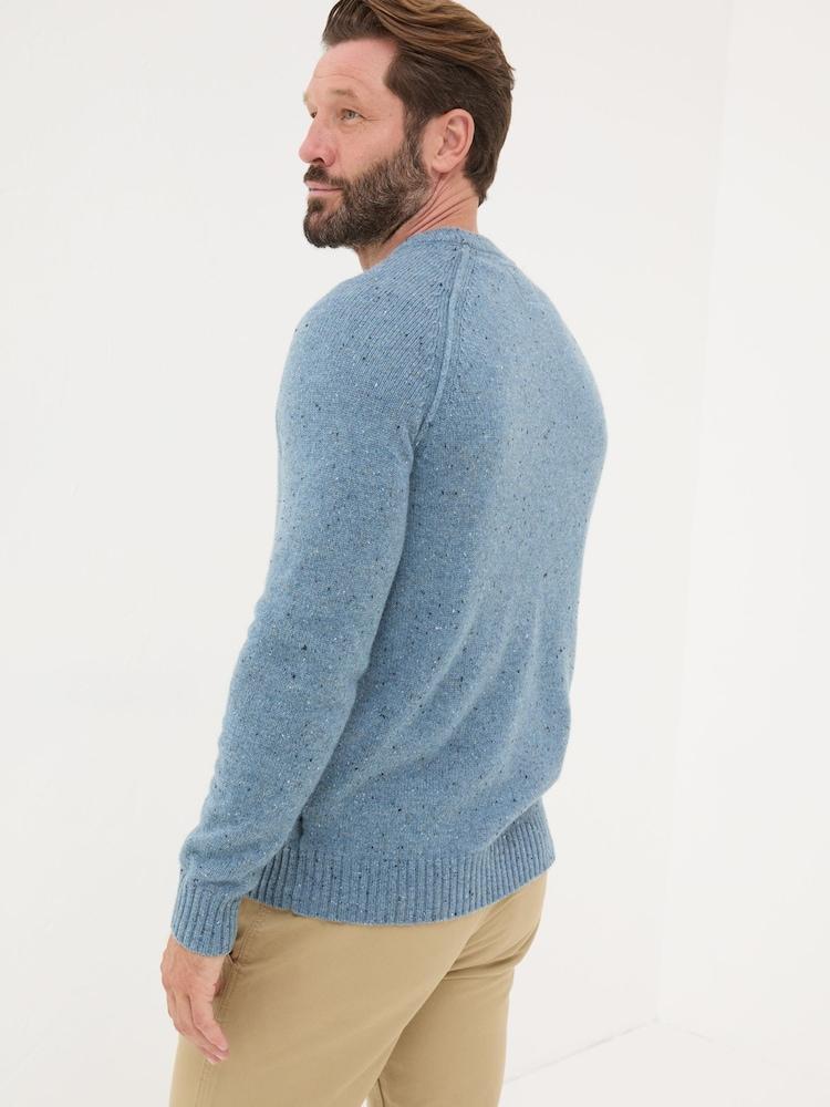 Fat Face Chambray Blue Lambswool Plain Crew