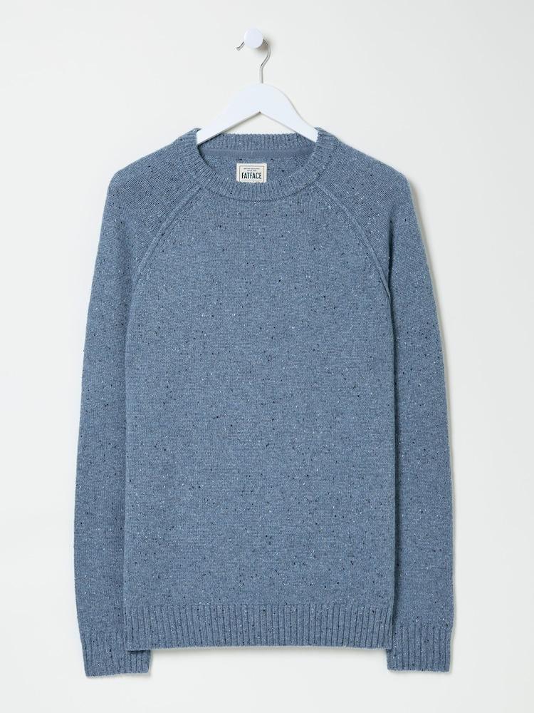 fat face Chambray Blue Lambswool Plain Crew