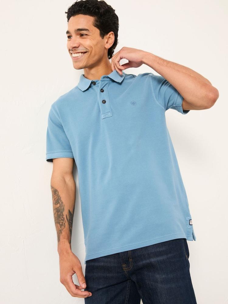 Fat Face Chambray Blue Short Sleeve Pique Polo