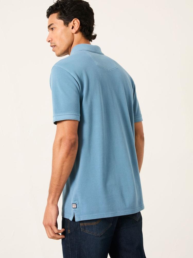Fat Face Chambray Blue Short Sleeve Pique Polo