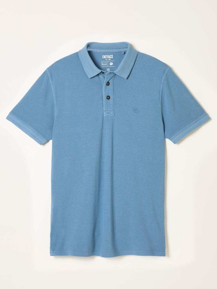 fat face Chambray Blue Short Sleeve Pique Polo