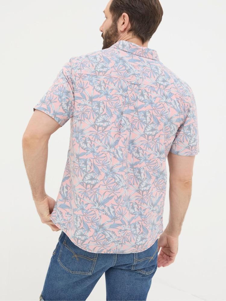 Fat Face Chambray Pink Palm Print Shirt