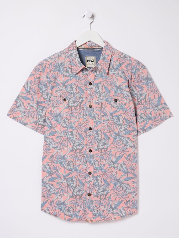 fat face Chambray Pink Palm Print Shirt