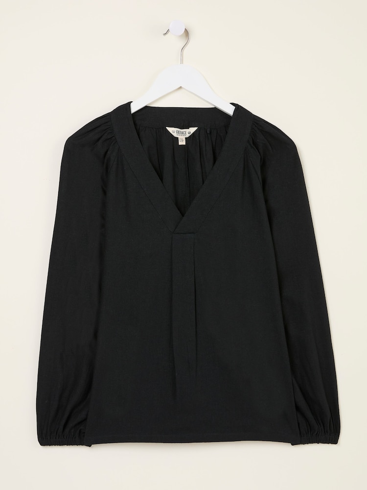 fat face Channon Black V-Neck Blouse