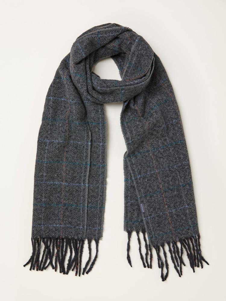 Fat Face Charcoal Grey Check Scarf
