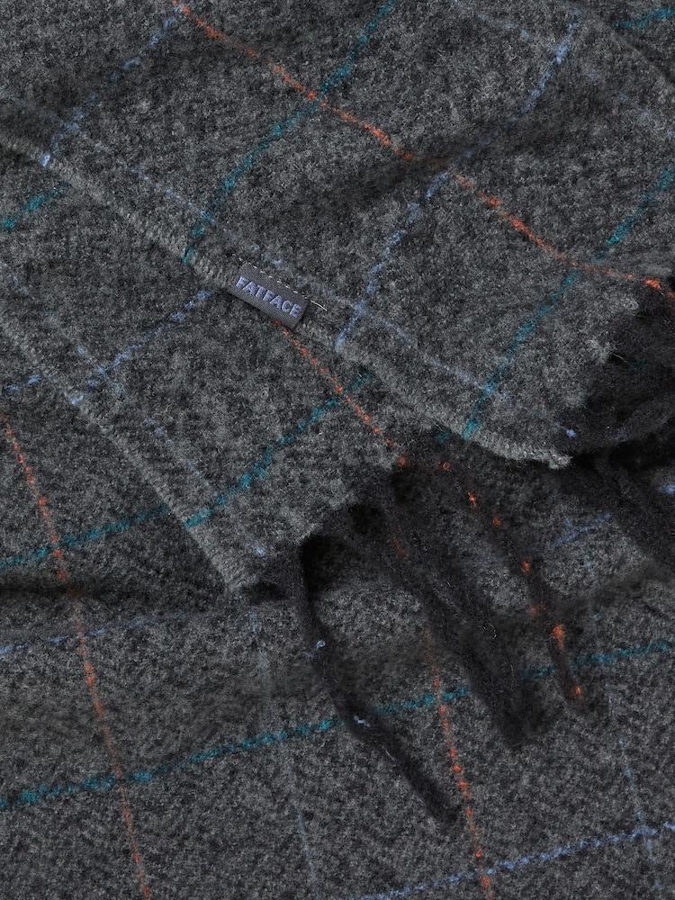 fat face Charcoal Grey Check Scarf