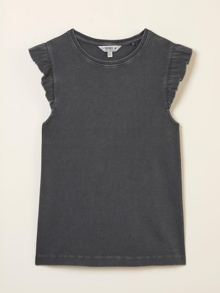 fat face Charcoal Grey Frill Sleeveless Top