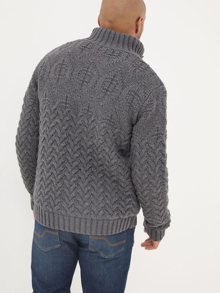 Fat Face Charcoal Grey Hadlow Half Neck Jumper