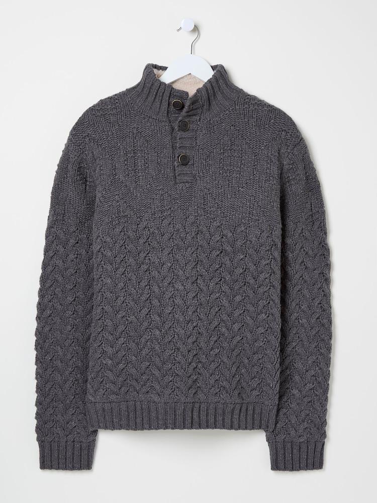 fat face Charcoal Grey Hadlow Half Neck Jumper