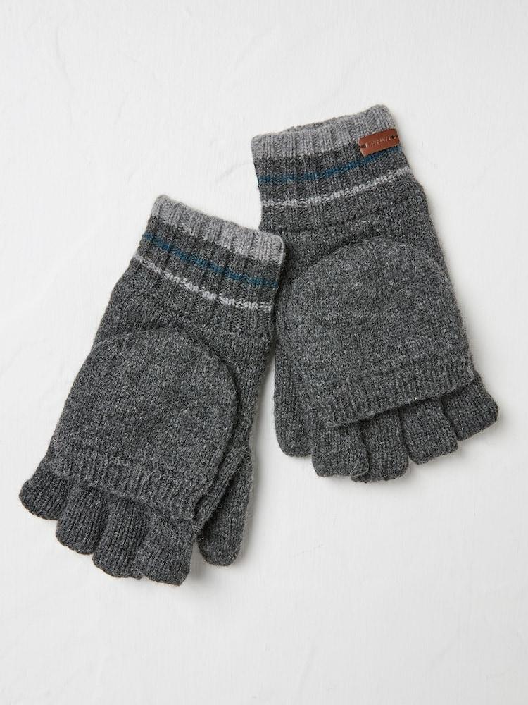 Fat Face Charcoal Grey Overflap Gloves