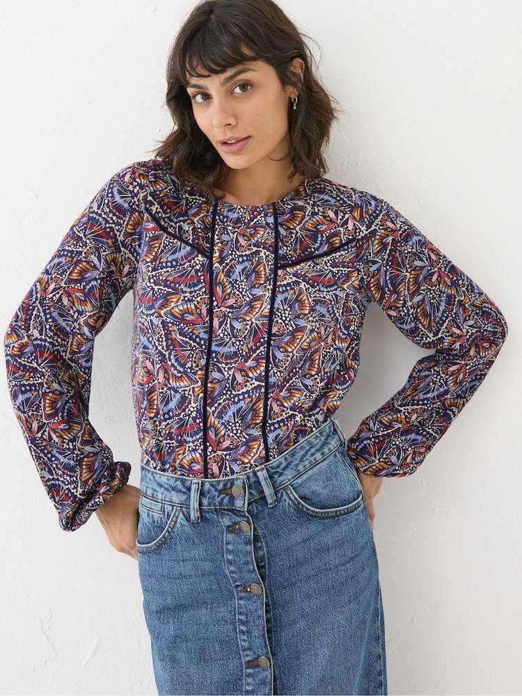 Fat Face Charlee Black Butterfly Top