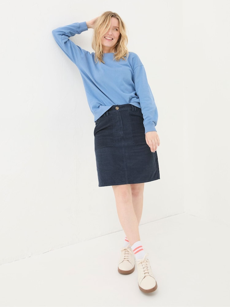 Fat Face Chesil Dark Navy Cord Skirt