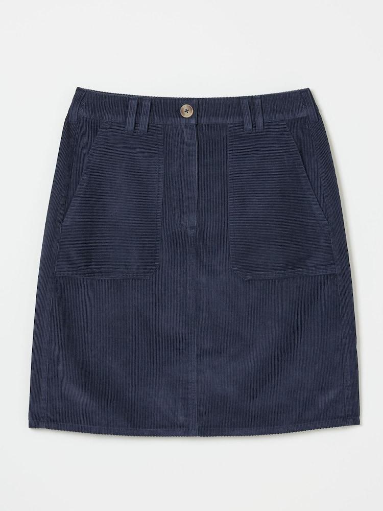 fat face Chesil Dark Navy Cord Skirt
