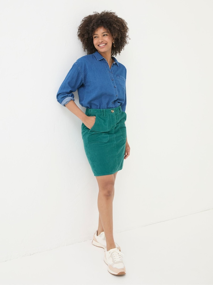 Fat Face Chesil Green Cord Skirt