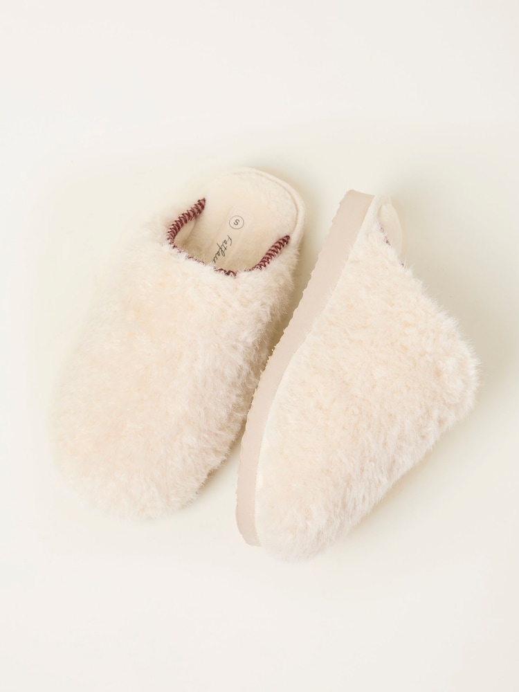 fat face Chessie Ivory Borg Embroidered Mule