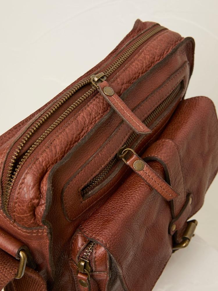 Fat Face Chestnut Brown Leather Cross-Body Bag
