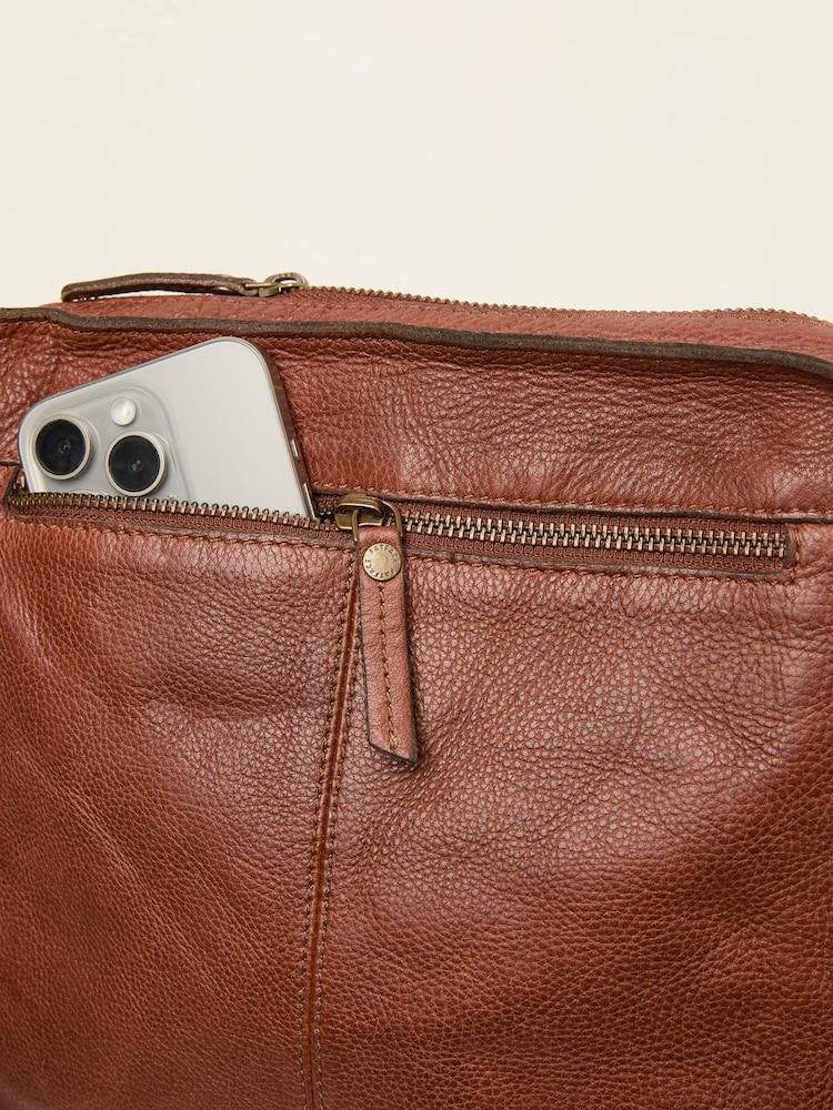 fat face Chestnut Brown Leather Cross-Body Bag
