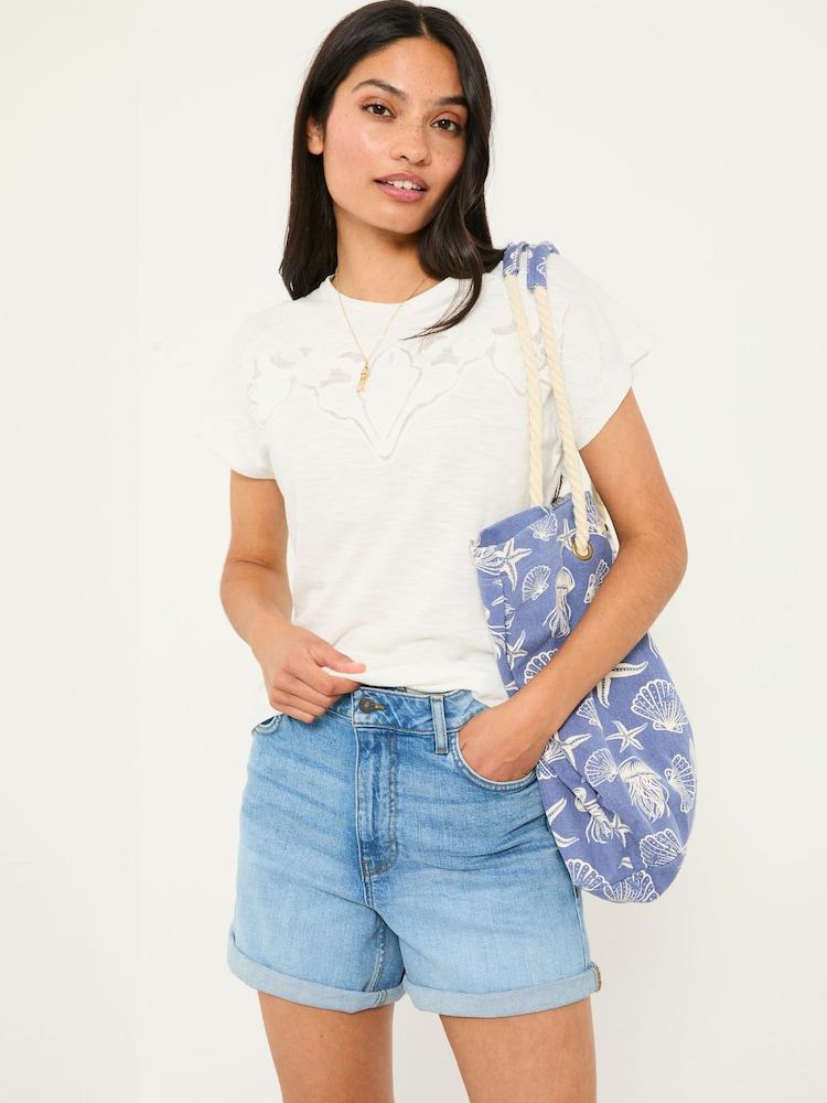 Fat Face Chloe White Lace Cutwork T-Shirt