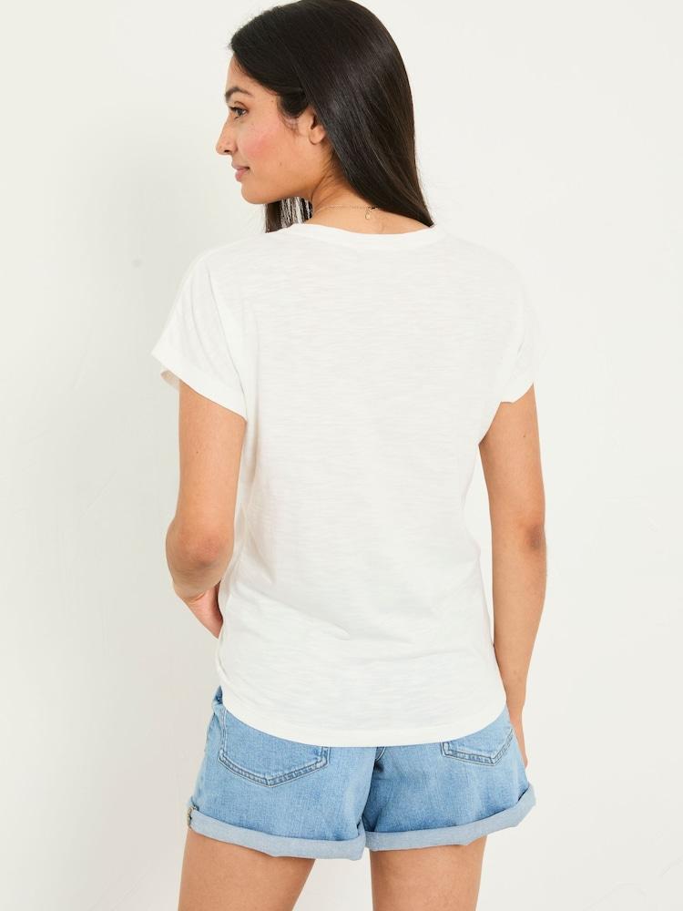 Fat Face Chloe White Lace Cutwork T-Shirt