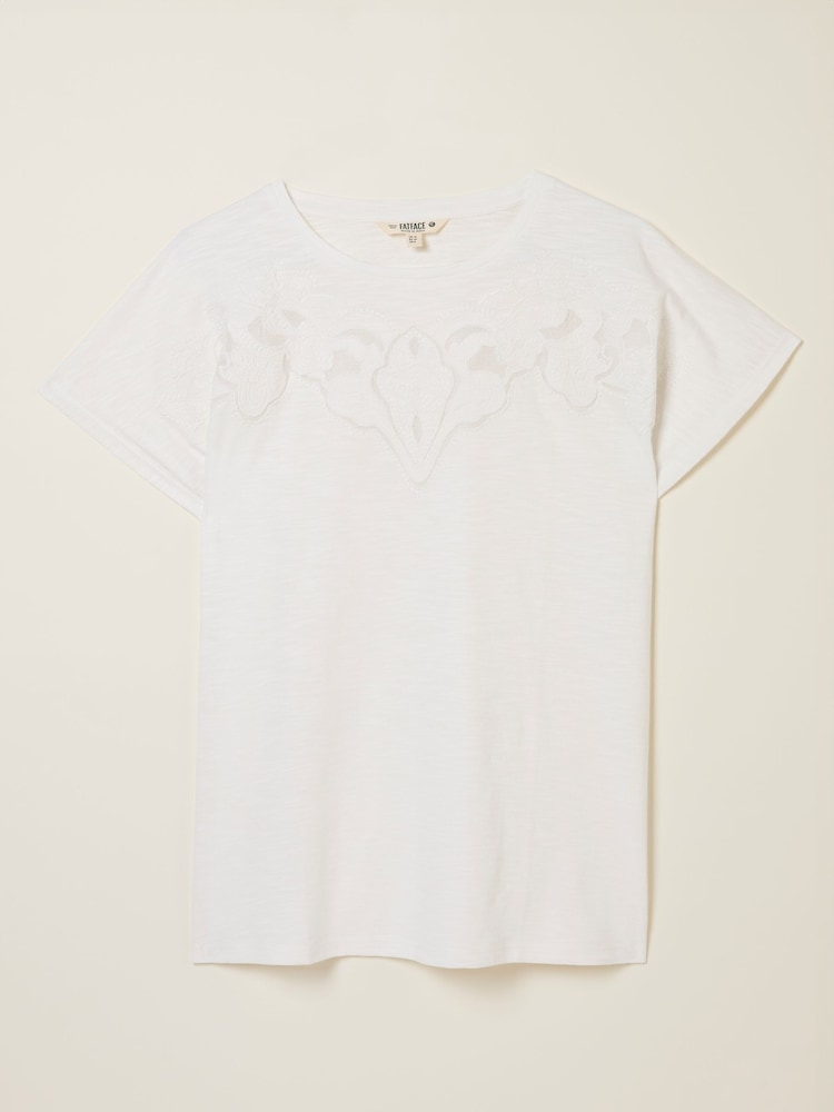 fat face Chloe White Lace Cutwork T-Shirt