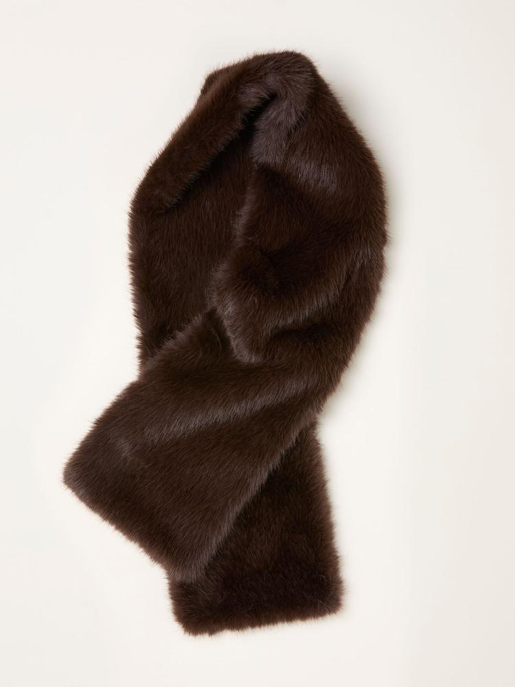Fat Face Chocolate Brown Faux Fur Scarf