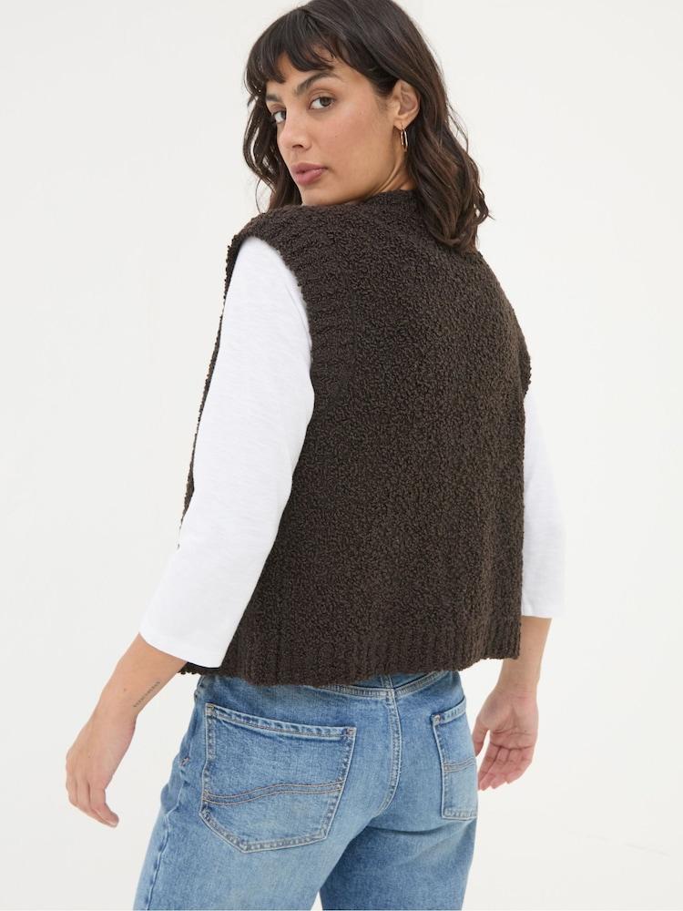 Fat Face Chocolate Brown Lena Knitted Waistcoat