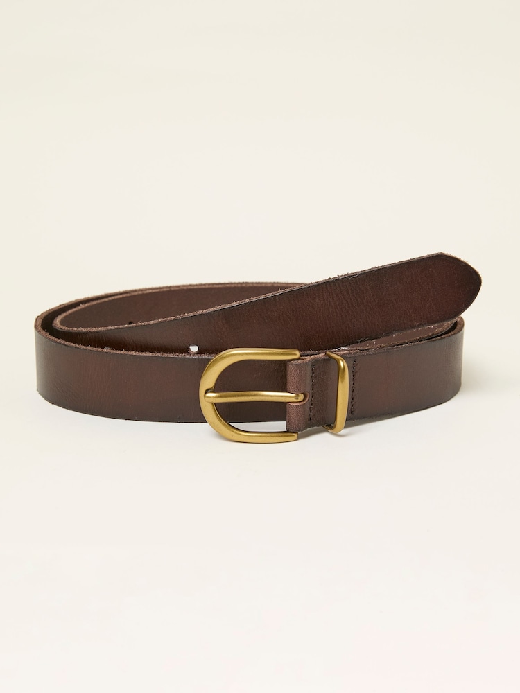 Fat Face Chocolate Brown Plain Leather Belt