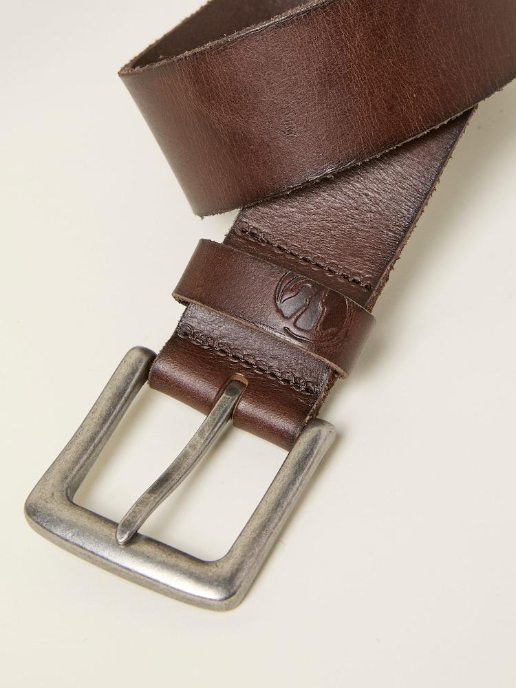 Fat Face Chocolate Brown Plain Leather Belt