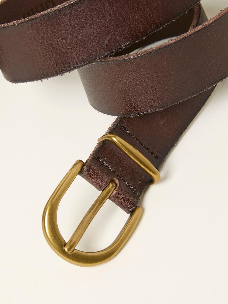 fat face Chocolate Brown Plain Leather Belt