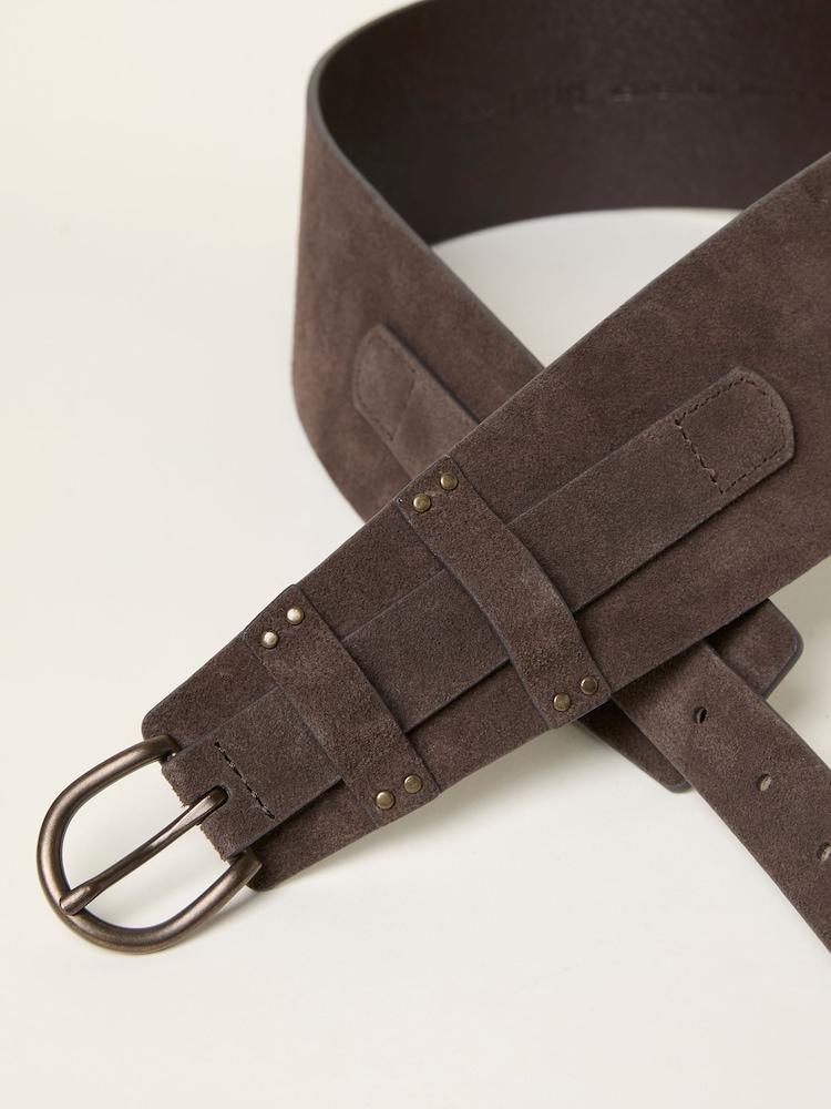 fat face Chocolate Brown Suede Waist Belt
