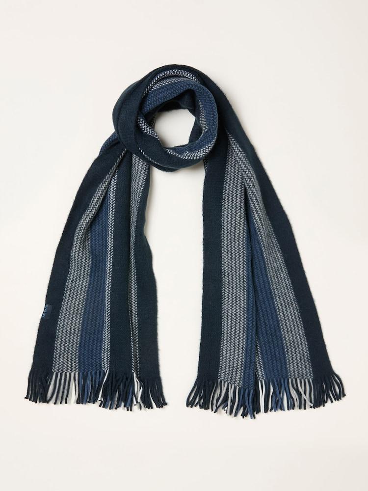 Fat Face Chris Navy Textured Scarf