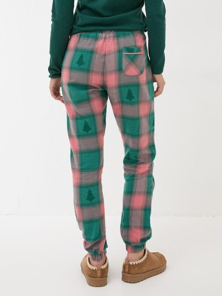 Fat Face Christmas Cora Green Check Pyjama Bottoms